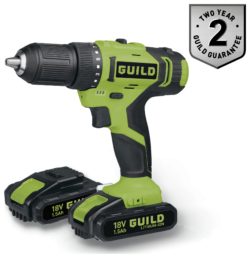 Guild - 15AH Li-On Drill Driver with 2 Batteries - 18V